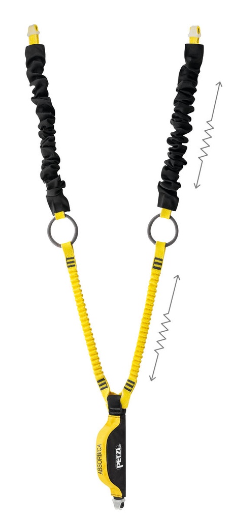 L015 ABSORBICA®-Y TIE-BACK Double lanyard with integrated intermediate tie-back rings and energy absorber