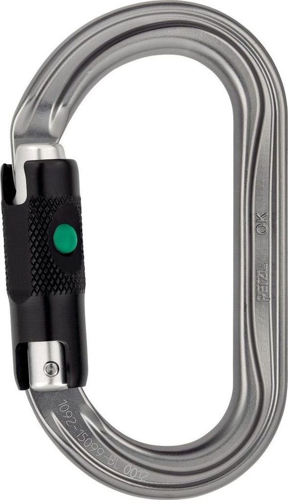OK Oval carabiner for use with pulleys and ascenders