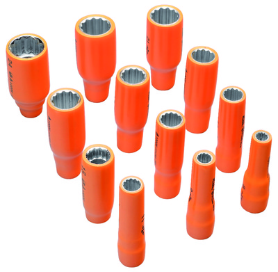 MS86L 1000V Insulated 12-sided female socket - long series - 3/8" square drive