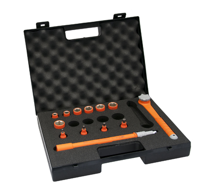 MS89V04 1000V Insulated socket set 3/8&quot; - 13 tools with ratchet spanner and extension