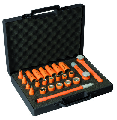 MS89V05 1000V Insulated socket set 3/8&quot; - 24 tools with ratchet spanners and extension
