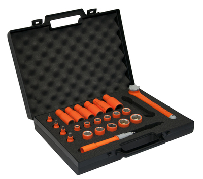 MS89V06 1000V Insulated socket set 3/8&quot; - 23 tools with ratchet spanner and extension