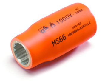 MS66 1000V Insulated 12-sided female socket - 1/2" (12.7 mm) square drive