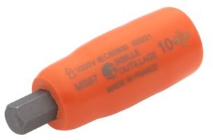 MS67 1000V Insulated male hexagonal socket - 1/2&quot; (12.7 mm) square drive