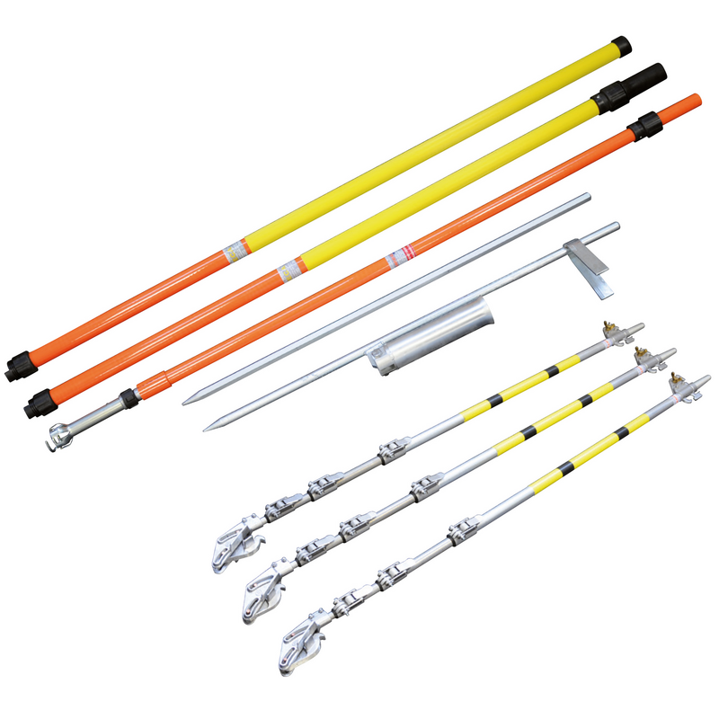 PA3GTI NEVERS Earthing and short-circuiting Complete set of equipment with 3-section metal sticks