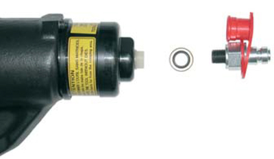 Flexible hoses and couplers assembly onto hydraulic heads and power units