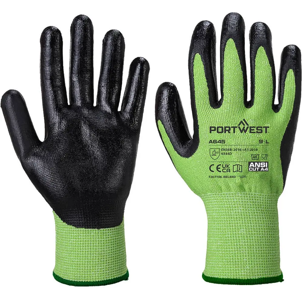 A645 Green Cut Glove - Nitrile Foam, Cut (D)