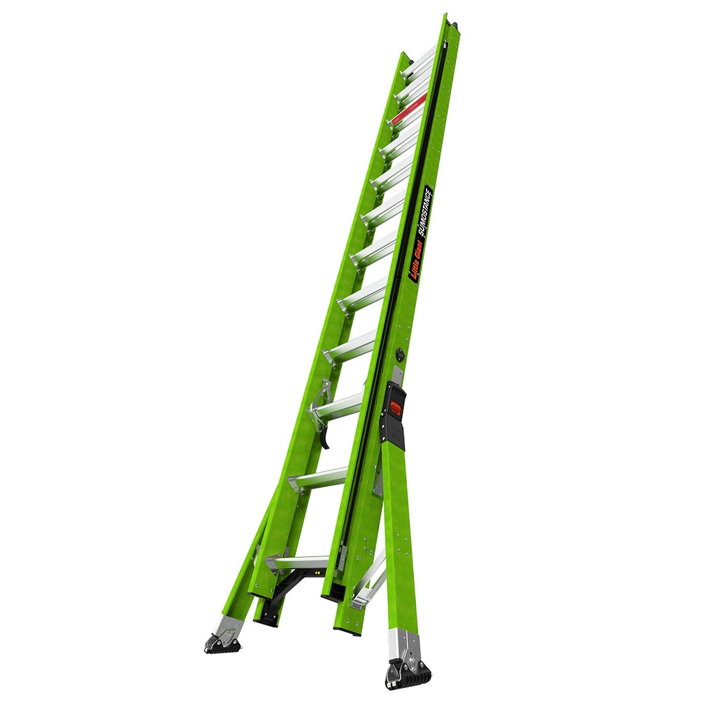 17224EN SUMOSTANCE with HYPERLITE Technology, 2 x 12 rungs - EN 131 - 150 kg Rated, Fiberglass Electrical Insulated Extension Ladder with GROUND CUE and Pole Strap