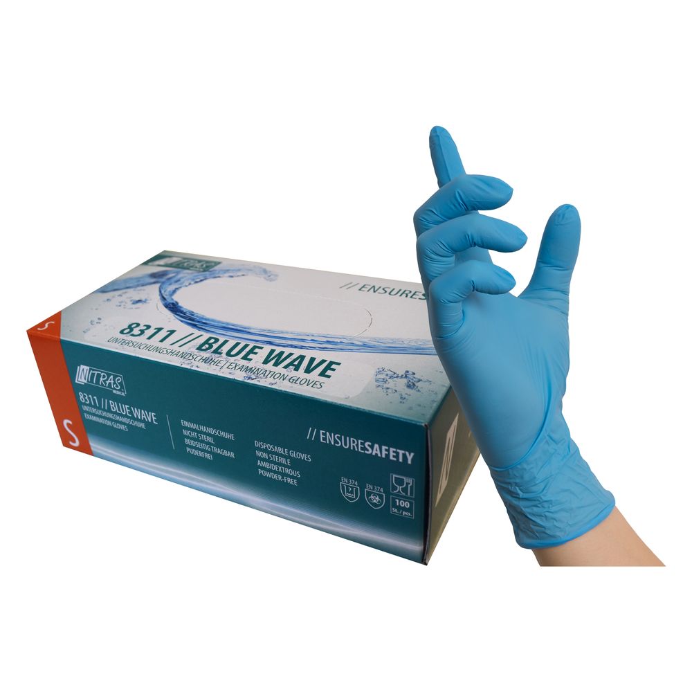 N8311 NITRAS BLUE WAVE, Γάντια μιας χρήσης Νιτριλίου