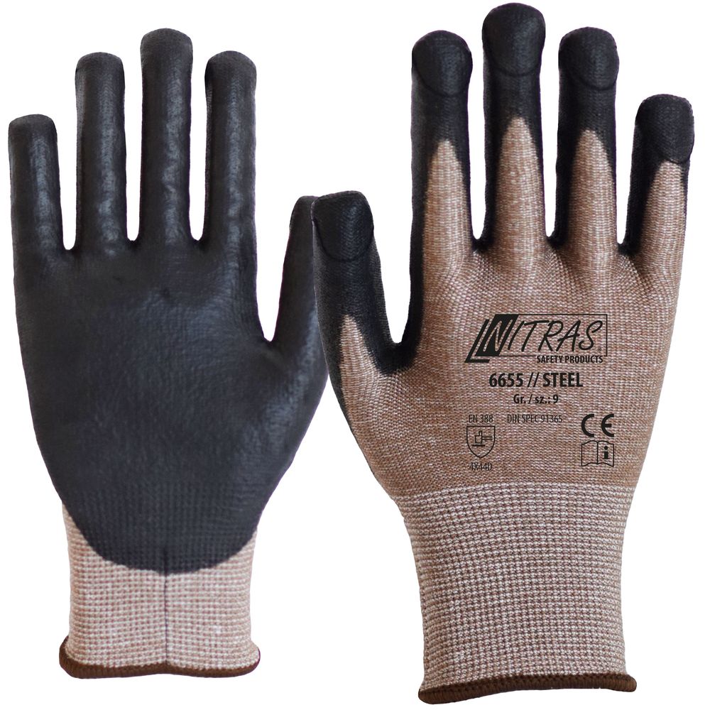 N6655 STEEL Needle/Cut protection PU coated gloves, level D