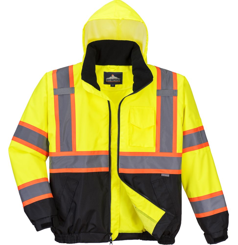 US367 Hi-Vis 2-in-1 Contrast Tape Bomber Jacket
