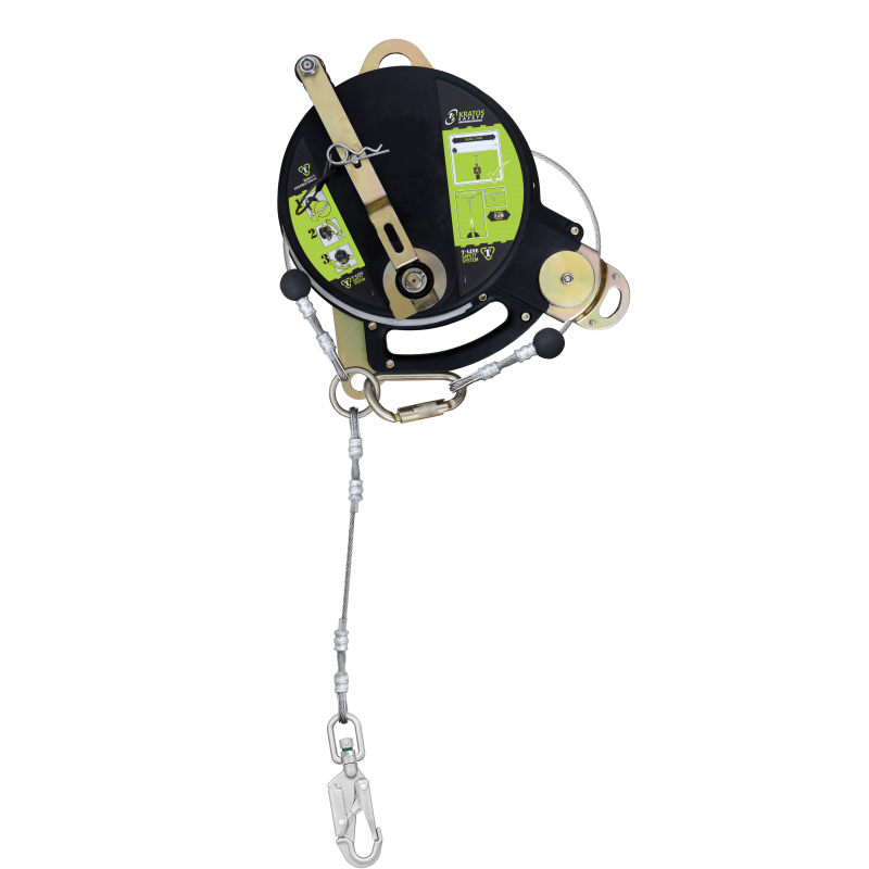 FA60039 T-LINE, Retractable fall arrester with Stainless Steel dual safety cable with integrated recovery system