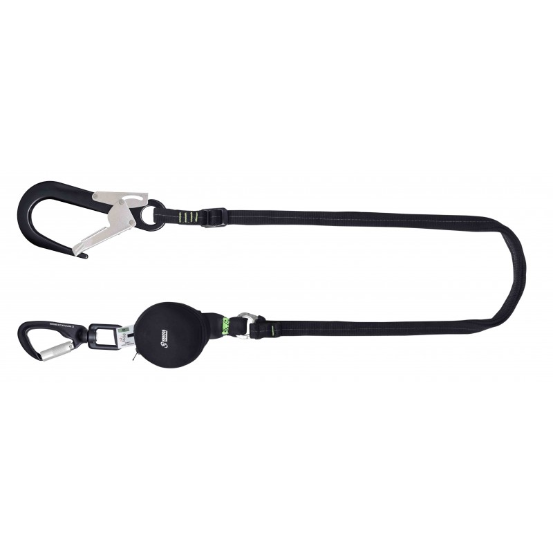 FA3072420 GRAVITY-S, Ρυθμιζόμενο κορδόνι με ιμάντες με συμπαγή απορροφητή ενέργειας (140 kg, αιχμηρές άκρες), lg. 2 m, με συνδέσμους αλουμινίου