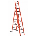 V047 Fiberglass Electrical Insulated Multipurpose ladder in three sections with rungs with stabilizing base
