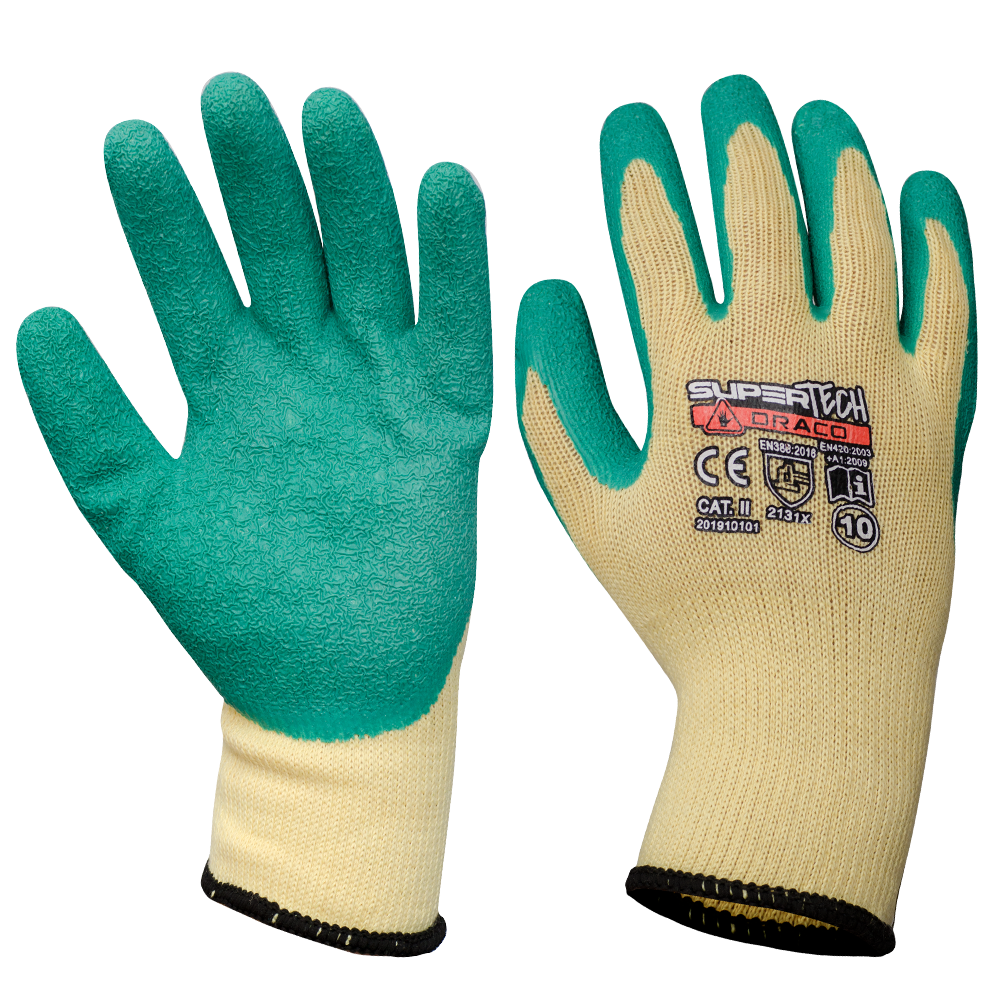 SUPER TECH DRACO Latex Coated Заштитни Работнички Ракавици