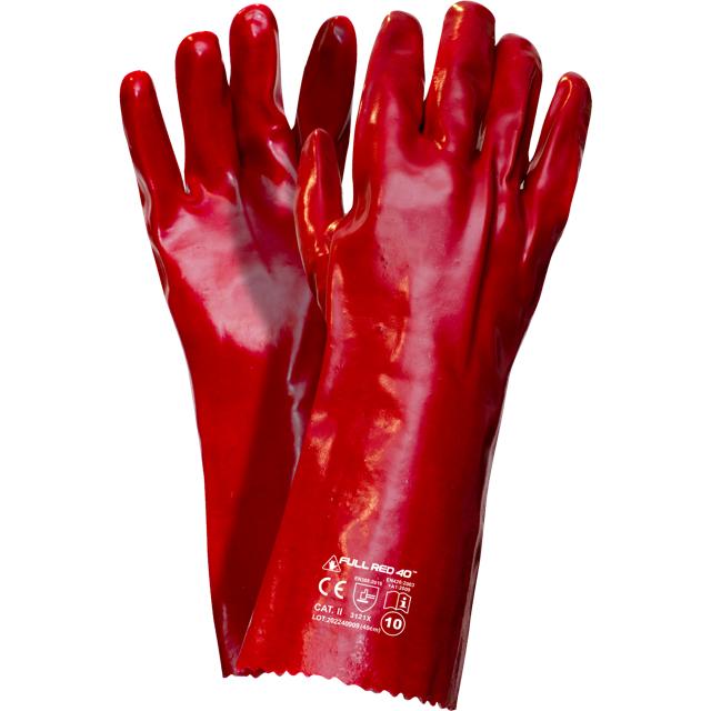 FULL RED 40 PVC Coated Safety work gloves, Length 40cm