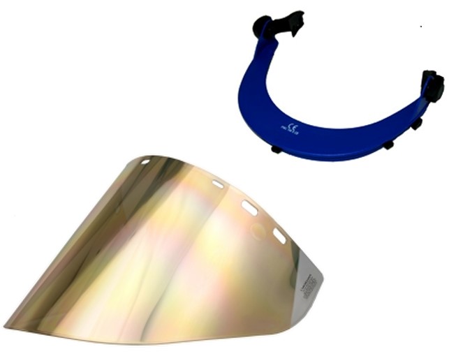 GHRS1-CT lnjection molded Gold on Clear face shield, With EURO clips.