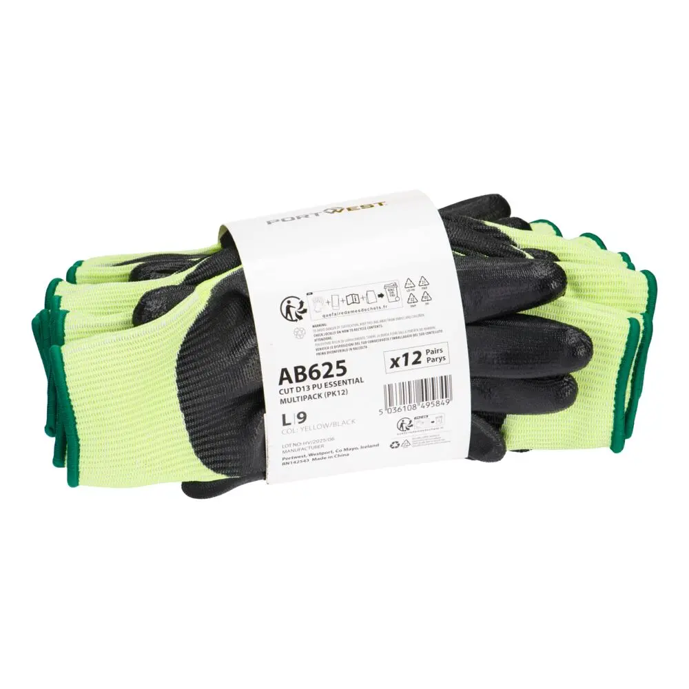 AB625 Cut D13 PU Essential Cut Resistant Gloves, Cut Level D