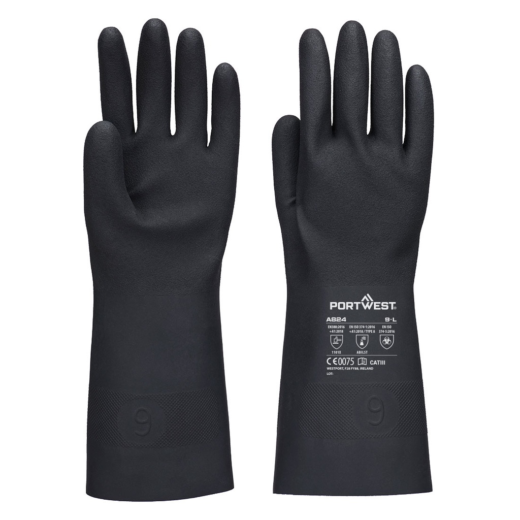 A824 Chemical Resistant 350 Butyl Gauntlet Gloves