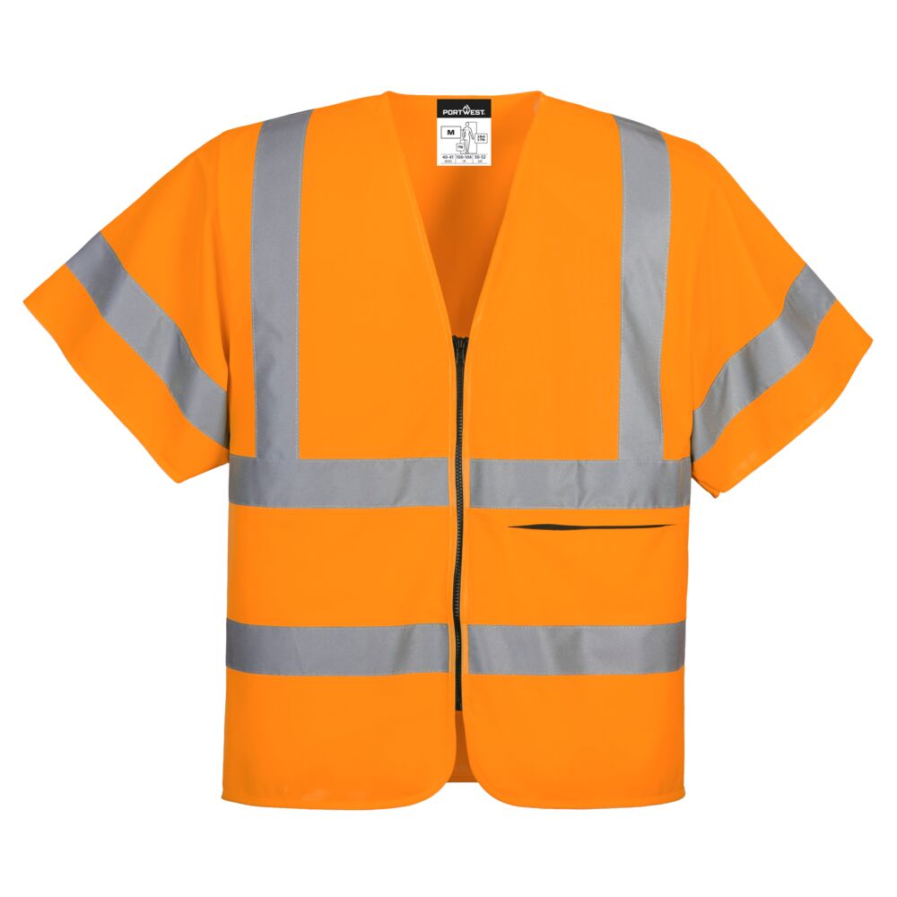 C372 Hi-Vis Half Sleeve Zip Vest