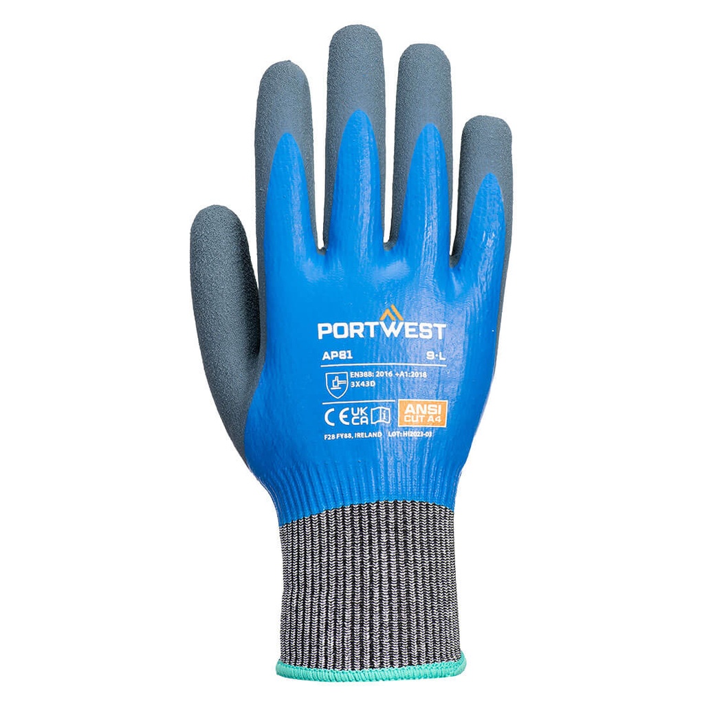 AP81 Cut D13 Latex Aqua Gloves, Cut (D)