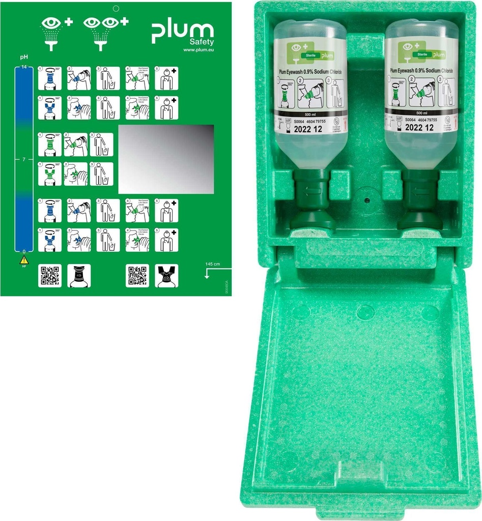 4650 PLUM Station in box with 2x500ml Plum Eye Wash+ mirror+ pictogram