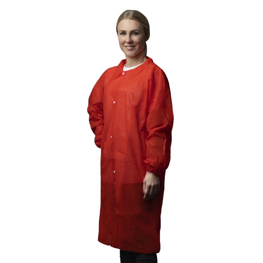 N4530-1 PP visitor coat with 4 push buttons, without pockets, shirt collar, individually packed in bags