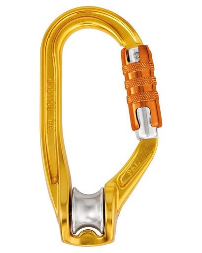 [P74] P74 ROLLCLIP A Pulley-carabiner that facilitates installation of the rope when pulley is connected to the anchor
