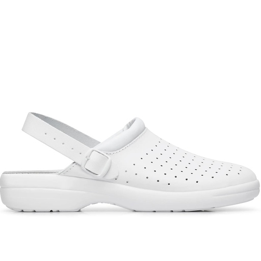 [C0002V032] SC707 WHITE BUCKLE Clogs with heel strap OB E A FO SRC (Perforated)