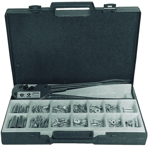 [P125CO] P125CO Indent crimping pliers P125 in case with 85 terminals and lugs