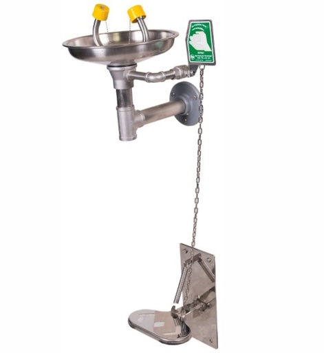 Eye/Face Wash, ISTEC® Type EW, Wall Type with Flange, Foot Operated