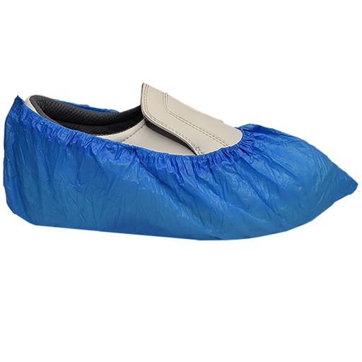[N4220] N4220 CPE Shoe covers, blue, embossed, with elastic band, length approx. 40 cm, approx. 30 µ