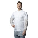 N4520 PP visitor coat with zipper, inner pocket, shirt collar, individually packed in bags, white