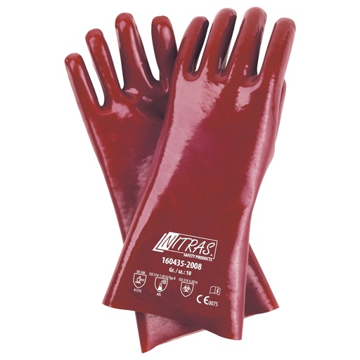 [N160435] N160435 Chemical Double Coated PVC gloves, cotton interlock, length 35 cm