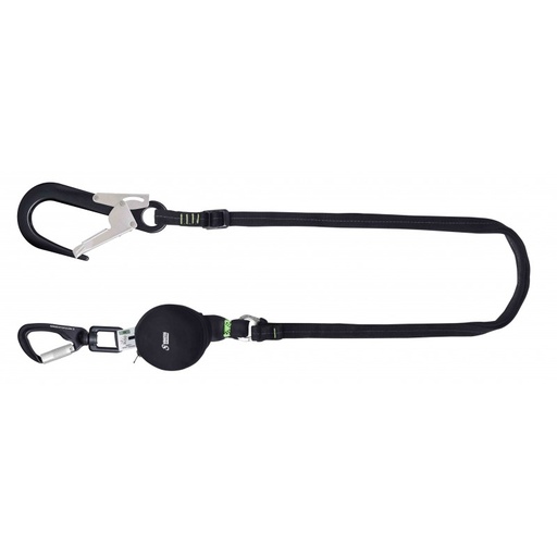 [FA3072420] FA3072420 GRAVITY-S, Adjustable webbing lanyard with compact energy absorber (140 kg, sharp edges), lg. 2 m, with aluminum connectors