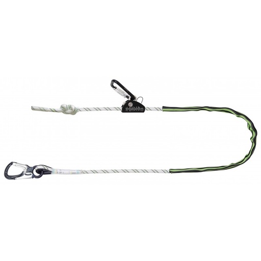 FA4090820 ASTRA, Work positioning lanyard, Kernmantle rope, aluminum grip adjuster and connectors