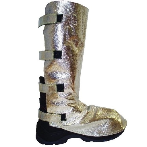 [1455] HR4 BARA Aluminized Viscose Gaiter for protection against radiant heat and molten metal splash, horizontal Velcro