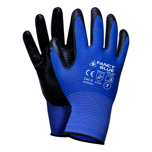 [FancyB] FANCY BLUE Ribbed structure Nitrile coated Safety work gloves