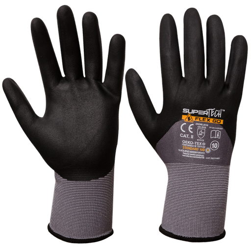 SUPER TECH FLEX GO Microfoam Nitrile 3/4 Coated work gloves