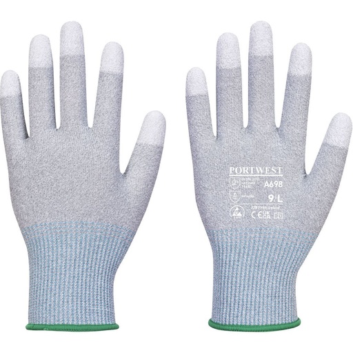 [A698] A698 MR13 ESD PU Fingertip ракавици - 12 пакување