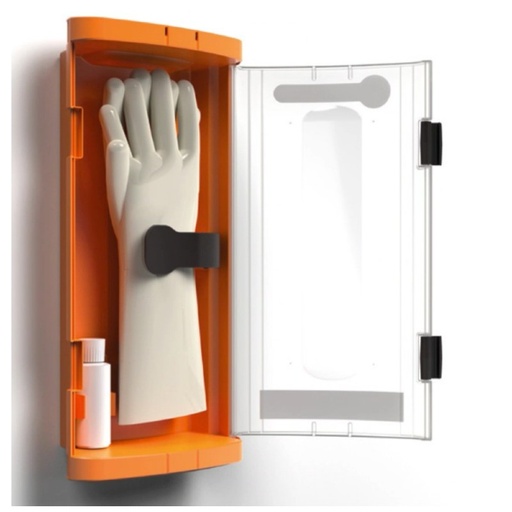 [TC108] TC108-Orange plastic vox for rubber gloves + talc bottle